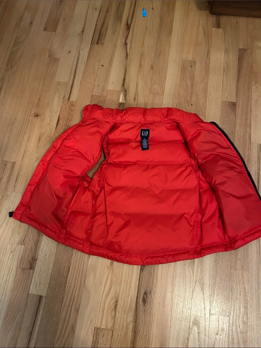 GAP Black Exterior with Red Interior Quilted Puffer Vest